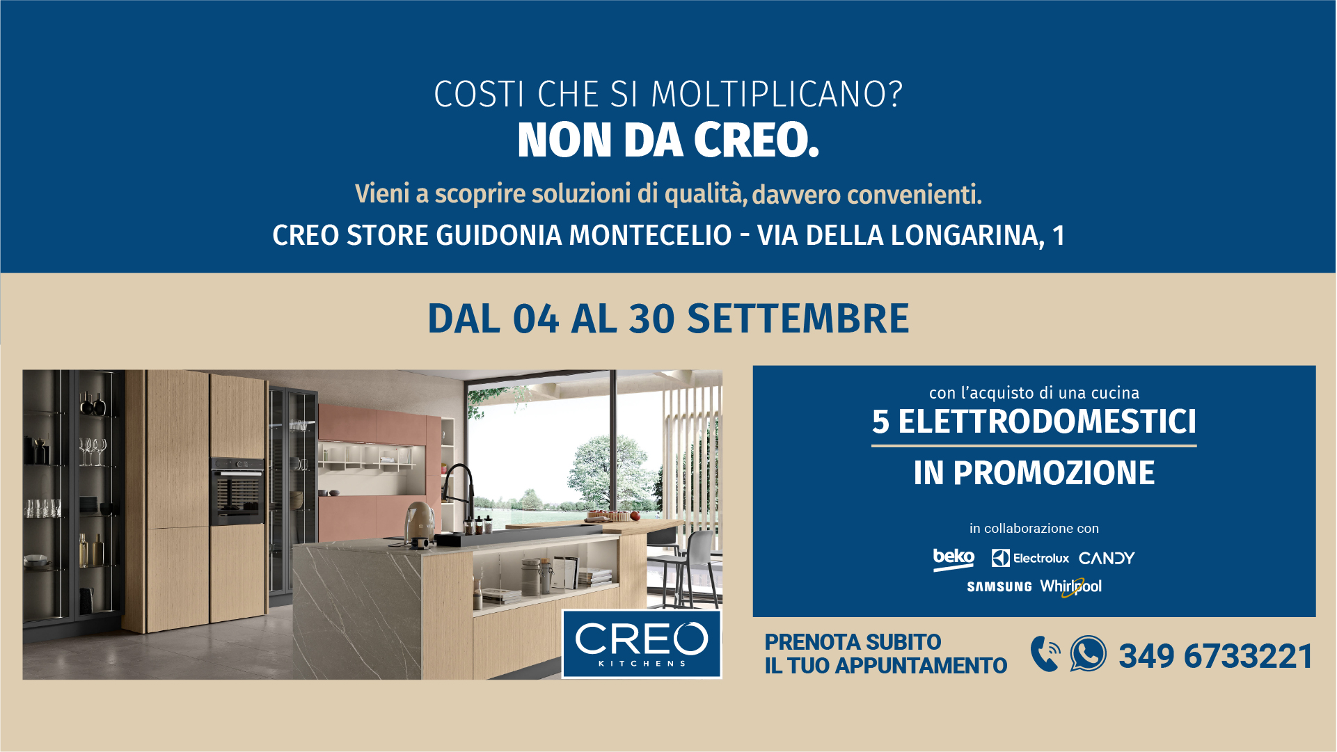 Nuova promozione CREO Kitchens. Hai tempo fino al 30 settembre! - LUBE CREO Store Guidonia (Roma)