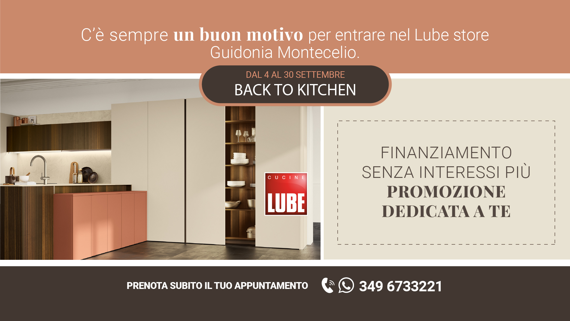 Nuova promozione Cucine LUBE - Back to kitchen. Approfittane fino al 30 settembre! - LUBE CREO Store Guidonia (Roma)